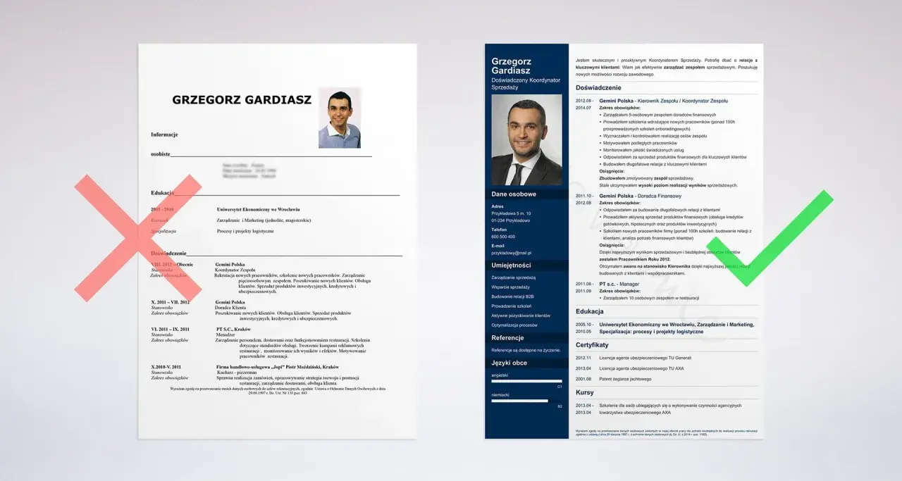 CV Grzegorza Gardiasza, koordynatora sprzedaży. Wpisane zainteresowania w CV to zarządzanie sprzedażą, wsparcie, budowanie relacji B2B, szkolenia i pozyskiwanie klientów.