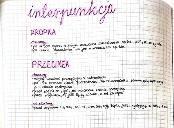 Notatki o interpunkcji: kropka po skrótach, przecinek między zdaniami podrzędnymi i nadrzędnymi, przed "czy", ale nie przed "i", "oraz", "ani", "ni", "albo", "lub", "czy", "bądź", "jeżeli". Z poważaniem, przecinek.